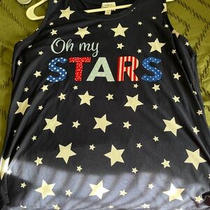 Liberty Black Tank Top with Colorful Stars
